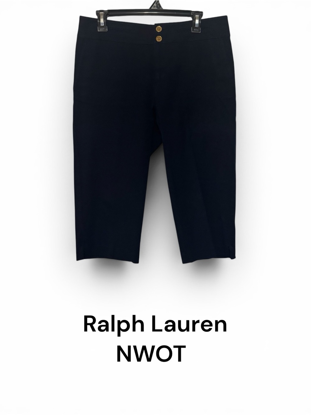 NWOT RETAIL $139 Ralph Lauren NAVY Capris w/RL Logo Gold Buttons 10 PETITE   #5